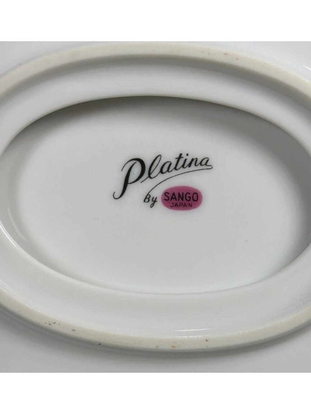 VTG Sango Platina 9in Gravy Sauce Boat Attached Underplate White Platinum Japan - Picture 4 of 14